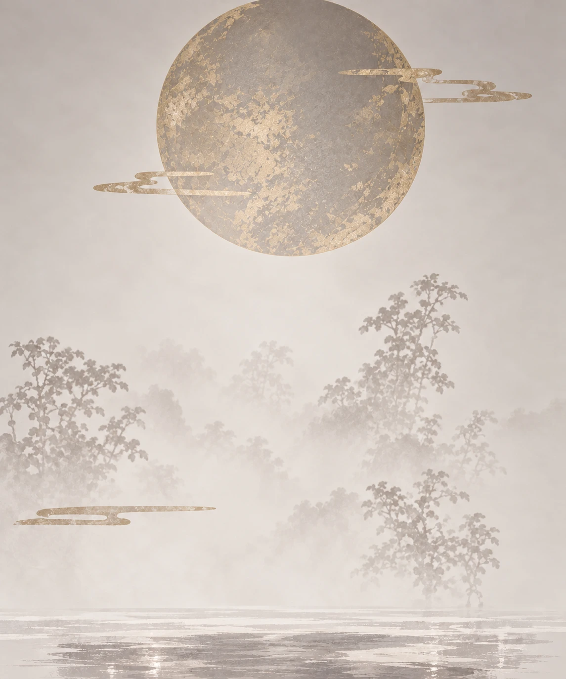 Fundo em tinta com lua dourada