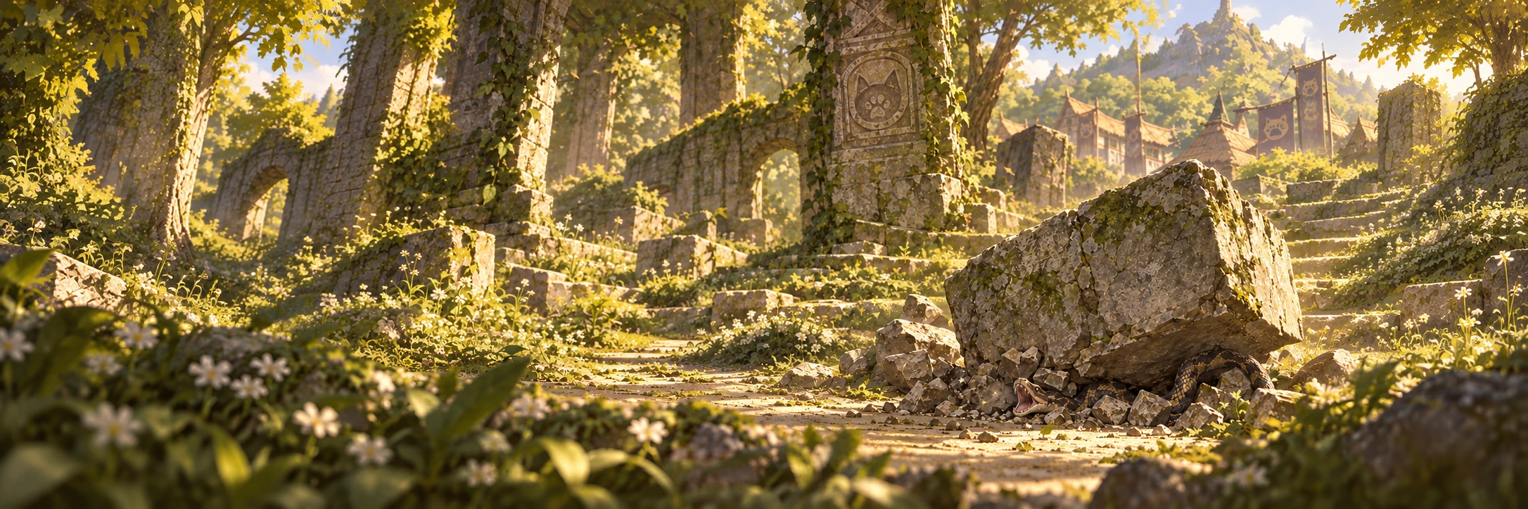 Panorama das ruínas sem personagem
